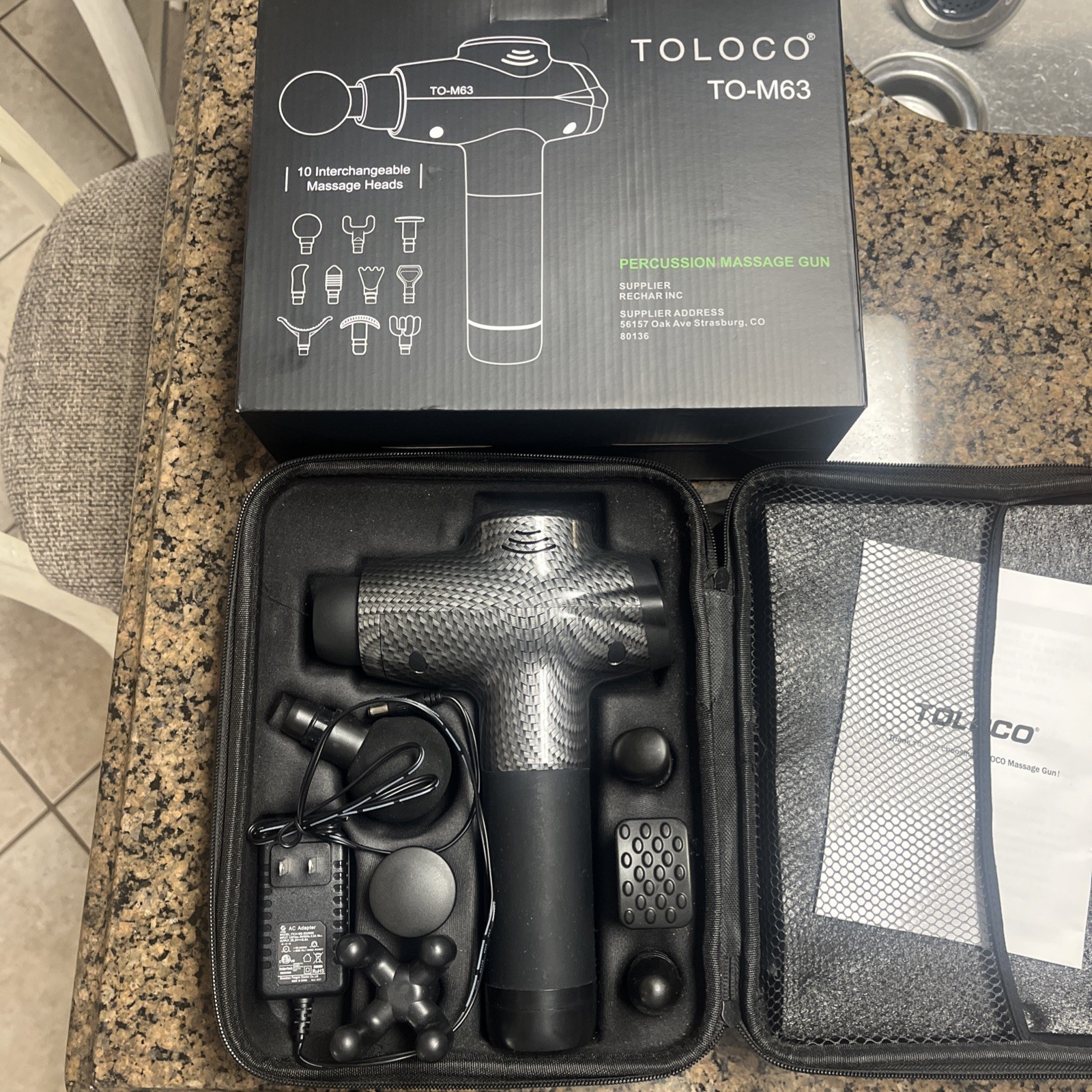 TOLOCO Percussion Massage Gun | TO-M63 – 10 Interchangeable Heads – For Parts