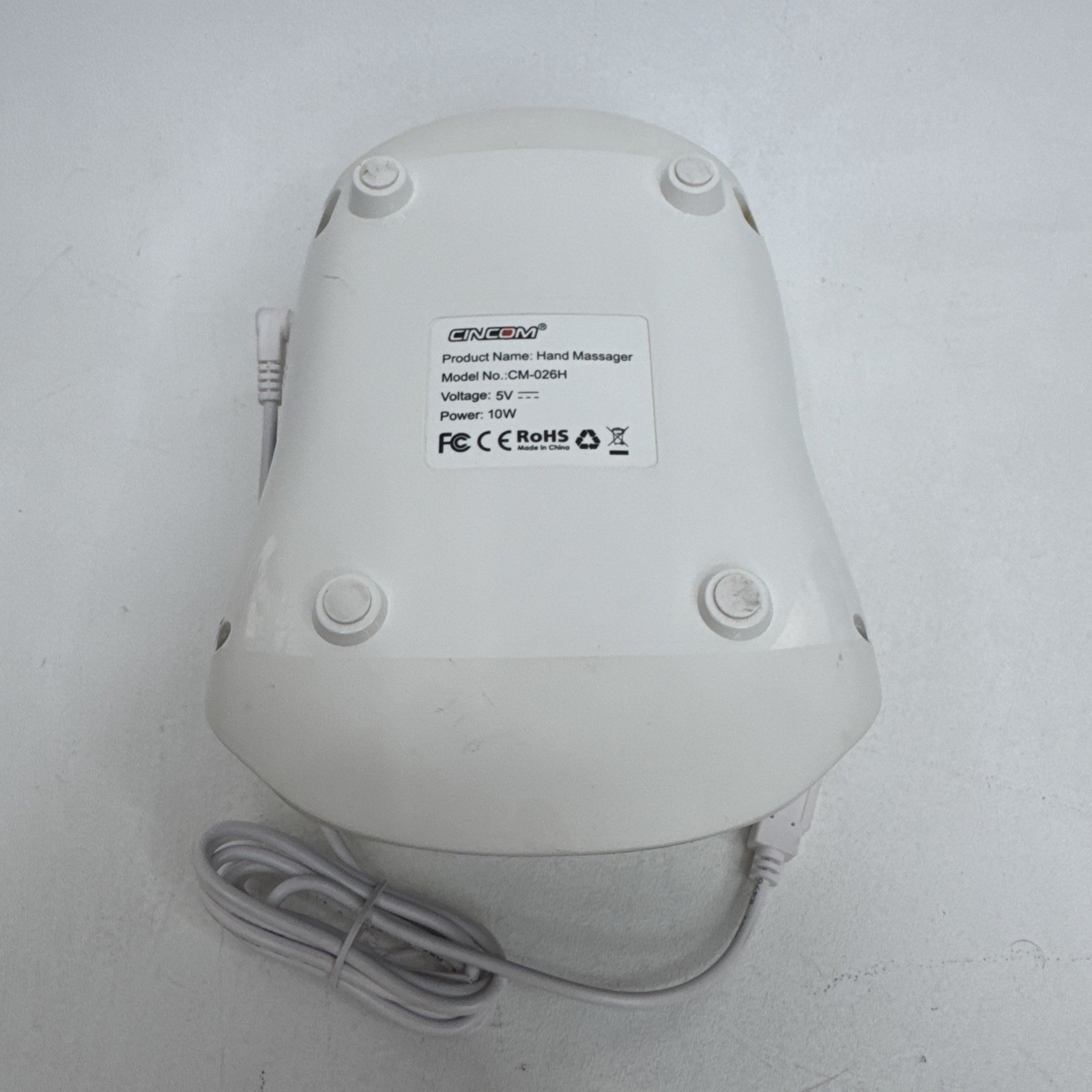 Cincom White Black Cordless Rechargeable Portable Hand Massager Heat Therapy