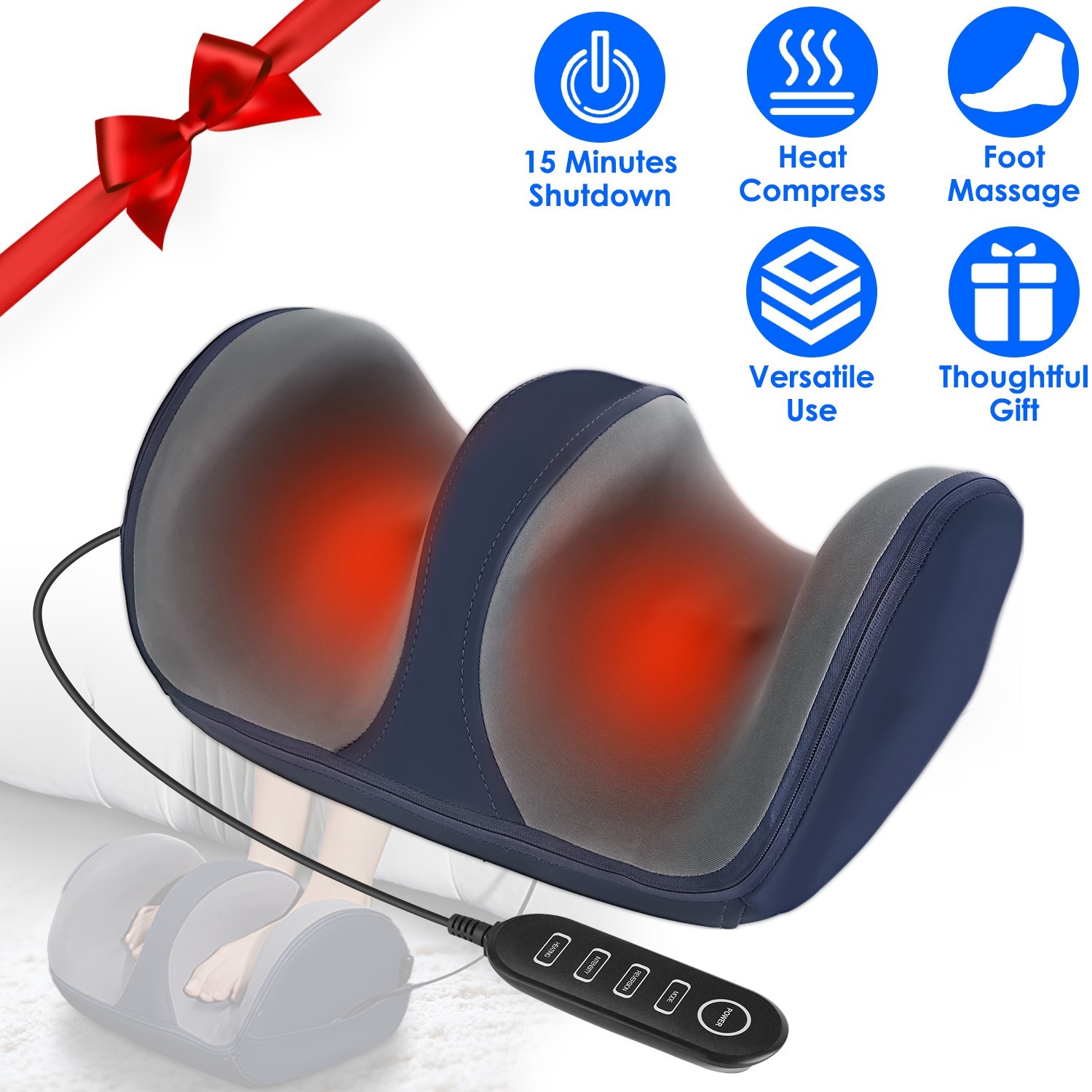 Shiatsu Foot Massager Machine with Heat – 3D Kneading for Feet Calves & Thighs
