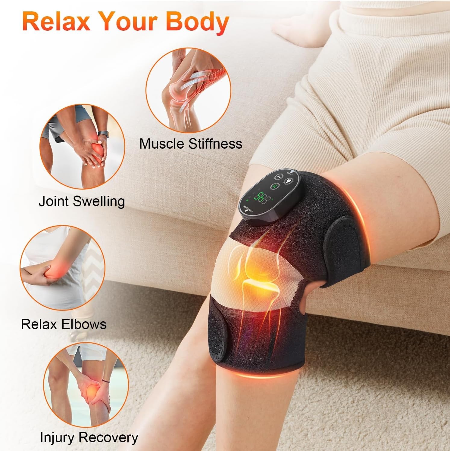 Cordless 3-in-1 Heated Massager Wrap for Knee, Elbow, & Shoulder – FSA Eligible