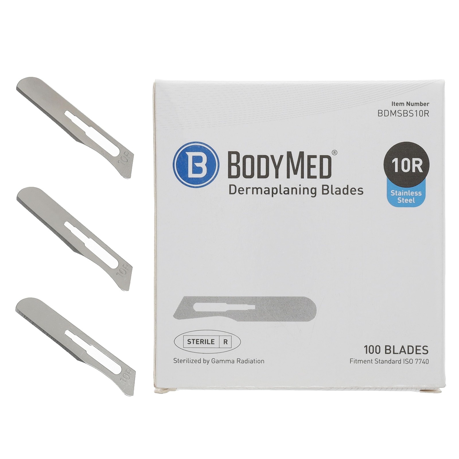 BodyMed Dermaplaning Blades #10R in Stainless Steel, 100 PCS Disposable, Ind…