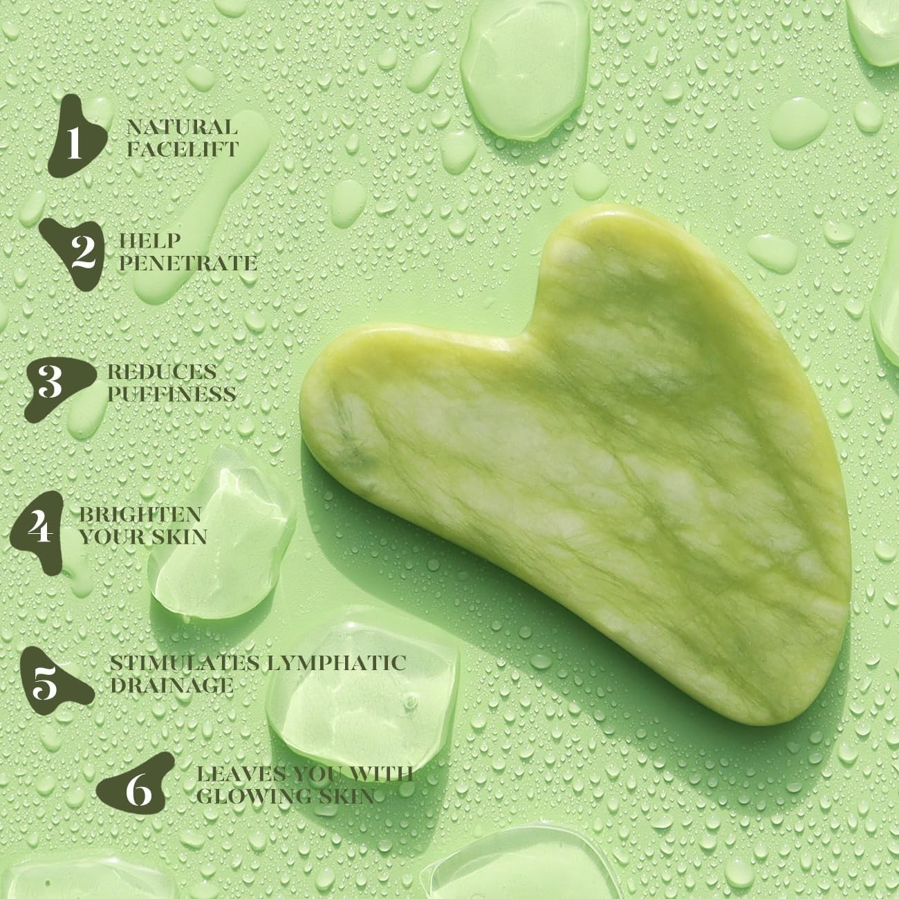 IcyMe Gua Sha & Jade Roller – Energizing Facial Tools for All Skin Types – Green