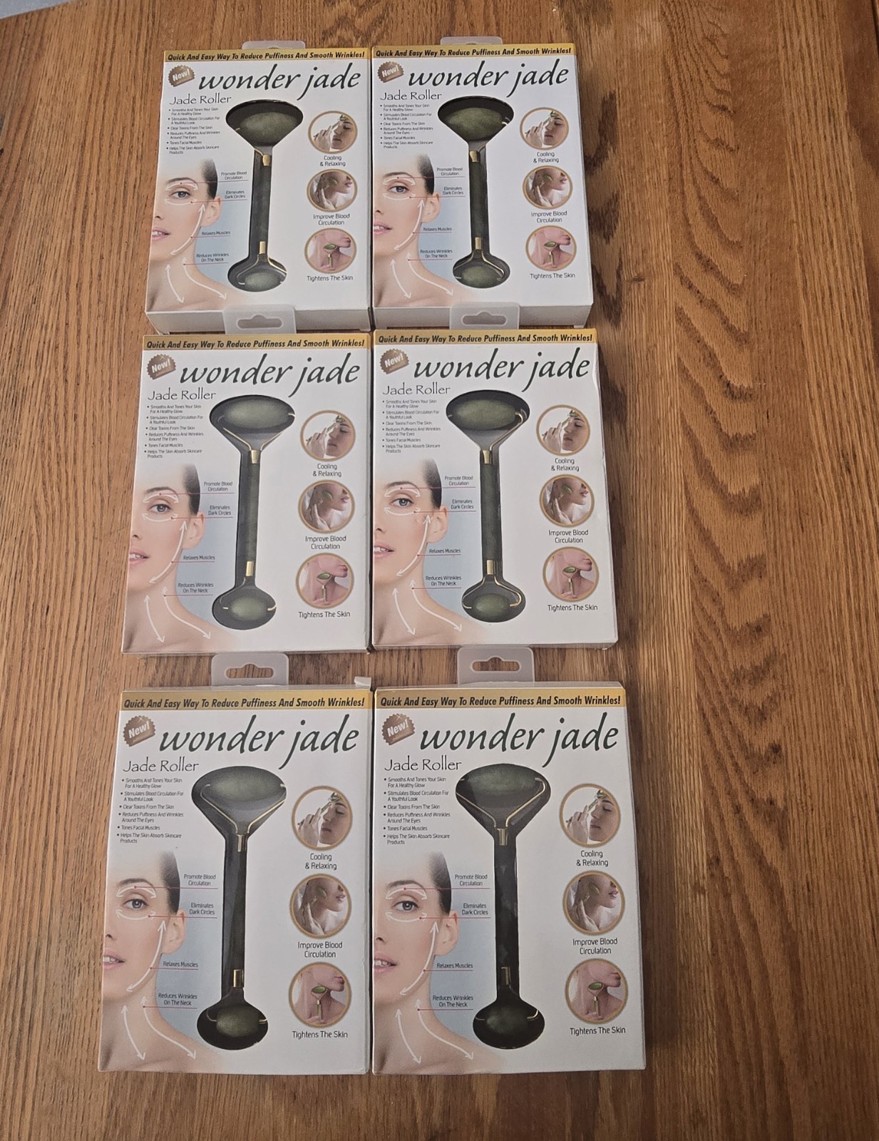 Wonder Jade Roller Facial Massager Skin Stone Tool Anti-Aging Puffiness New Box