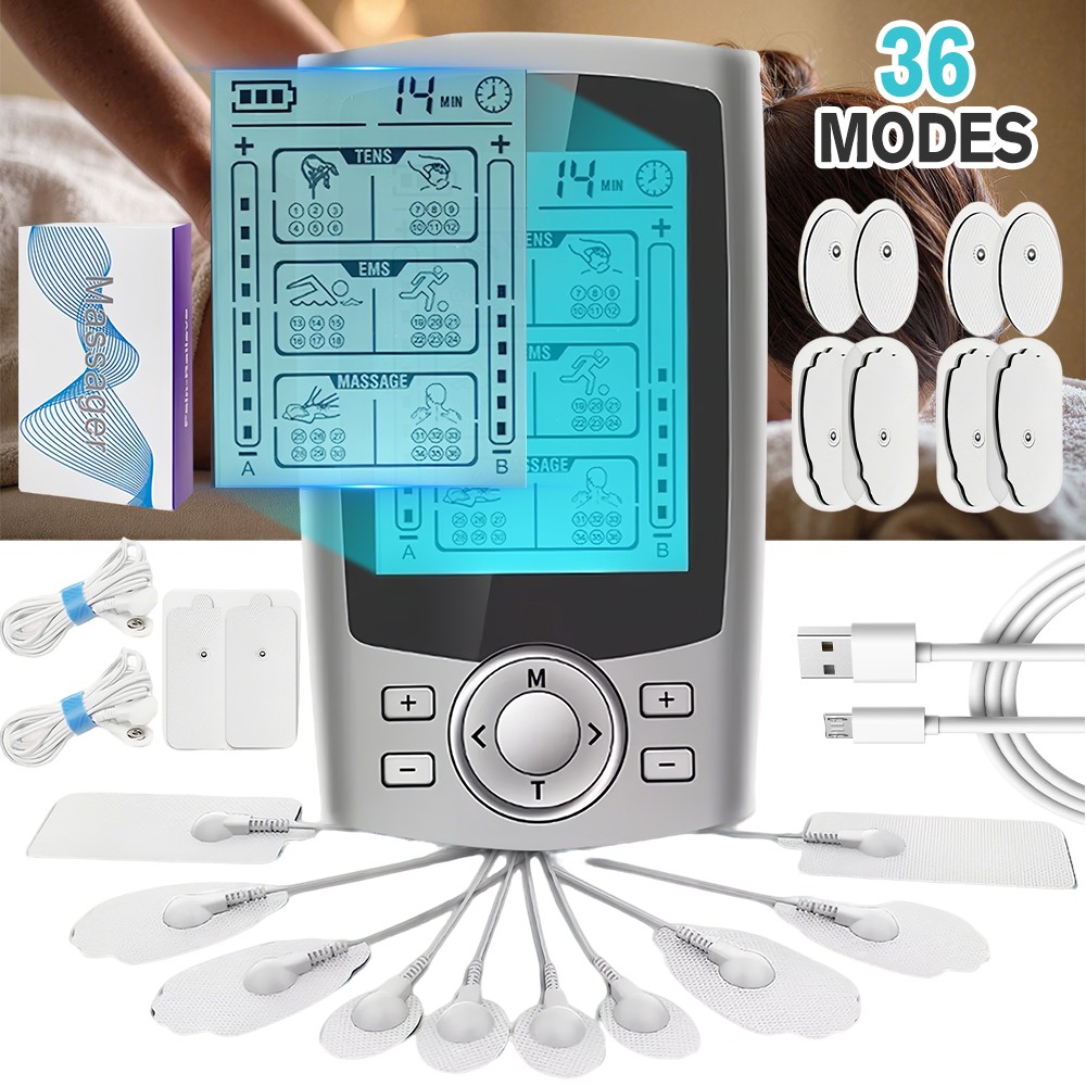 36 Modes TENS Unit EMS Muscle Stimulator Rechargeable & Portable Dual Channel