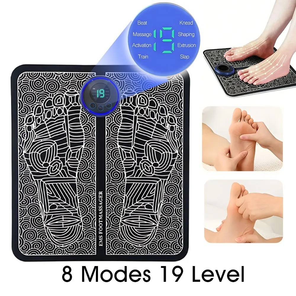 19 Level EMS Electric Foot Massager Pad Muscle Stimulator Blood Circulation Mat