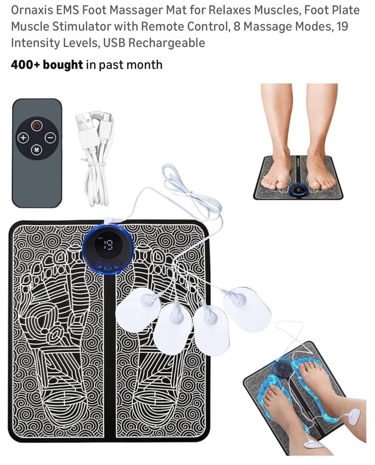 EMS Foot Massager with Remote Control, Pain-Relief for Feet Neuropathic Relief