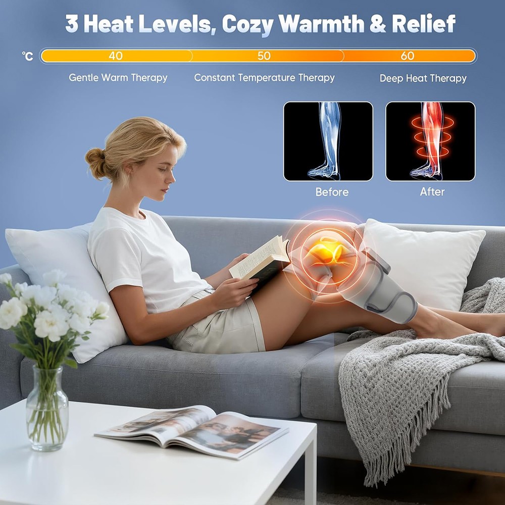 1 Pair Leg Massager Cordless knee Air Compression Massager Heated Pain Relief US