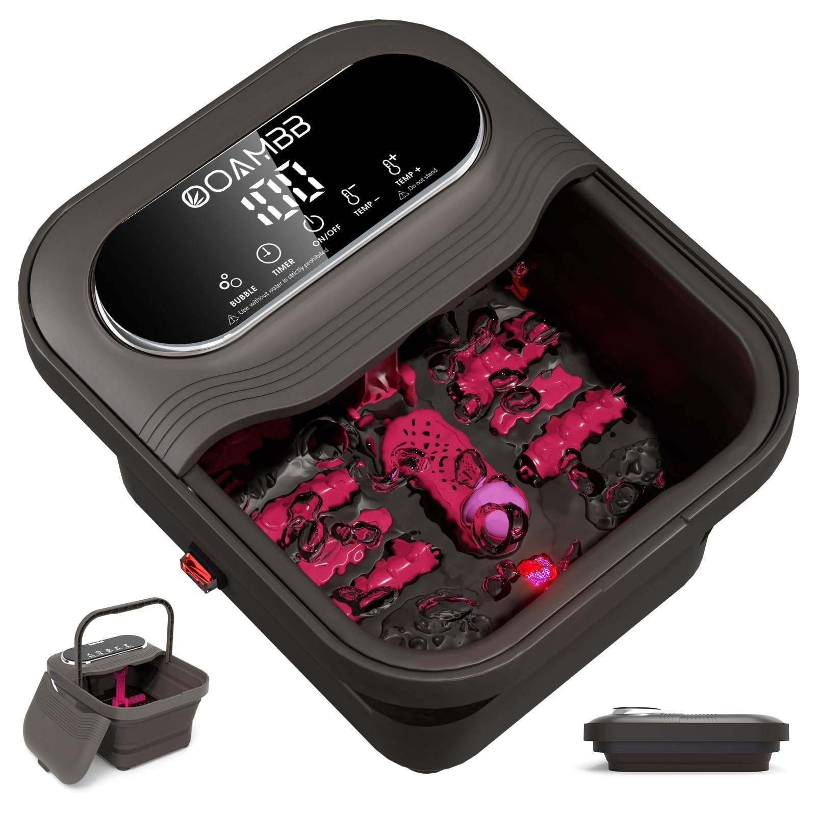Collapsible Foot Spa with Heat & Bubbles, Temp Control, XL Touch Screen, Massage