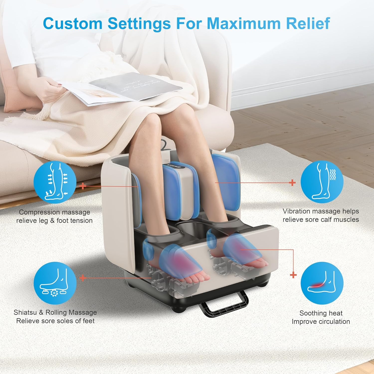 2-In-1 Shiatsu Foot Massager&Foot Rest,Fsa HSA Eligible Foot and Calf Massager w