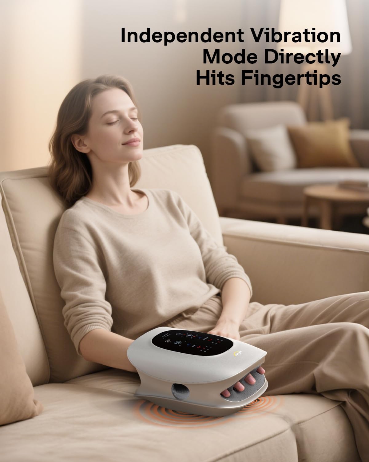 ALLJOY Hand Massager with Heat and Compression, Knuckle Stretching Champagne