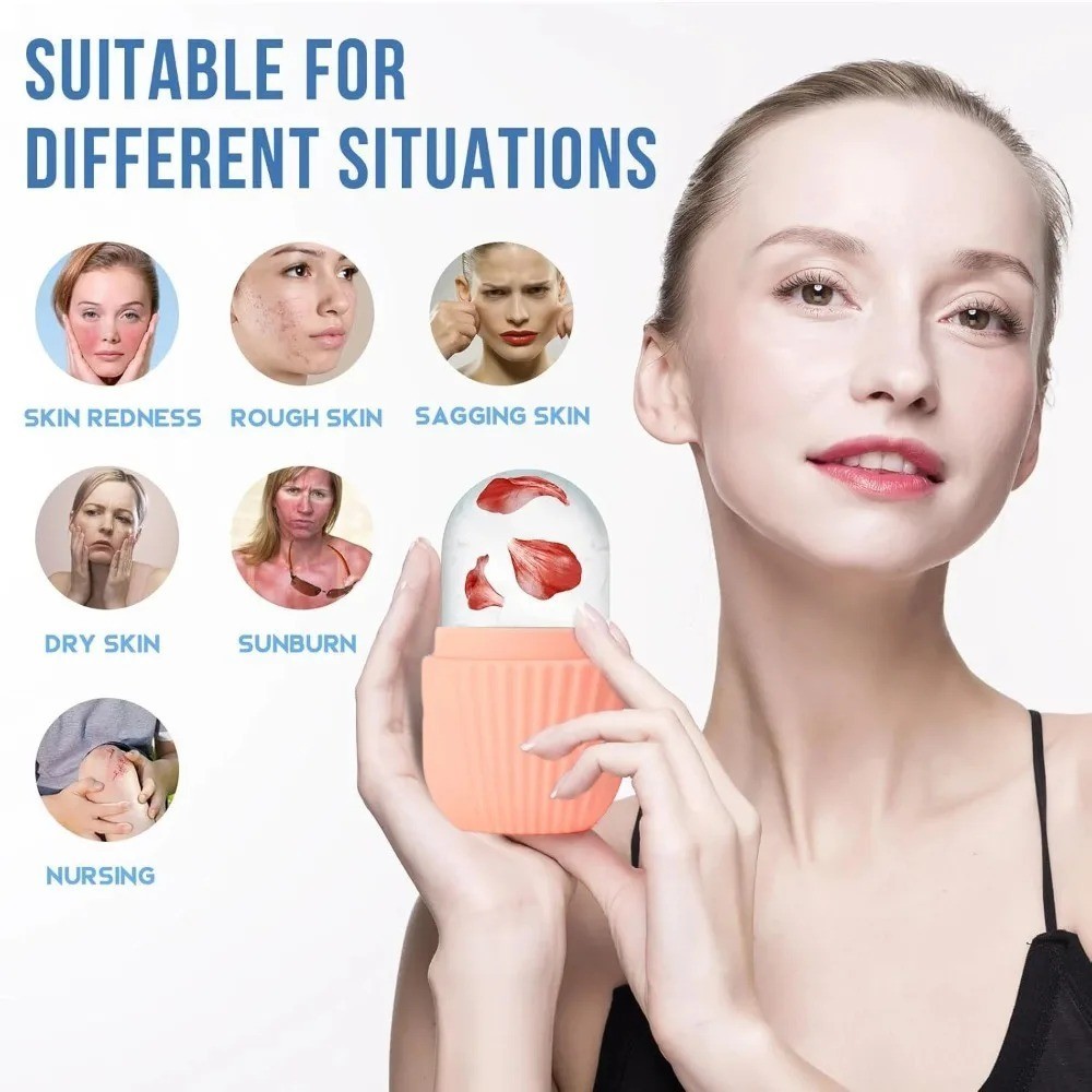 1/3Pcs Ice Face Roller Gua Sha Stainless Steel Facial Massage Skin Care Tool Set