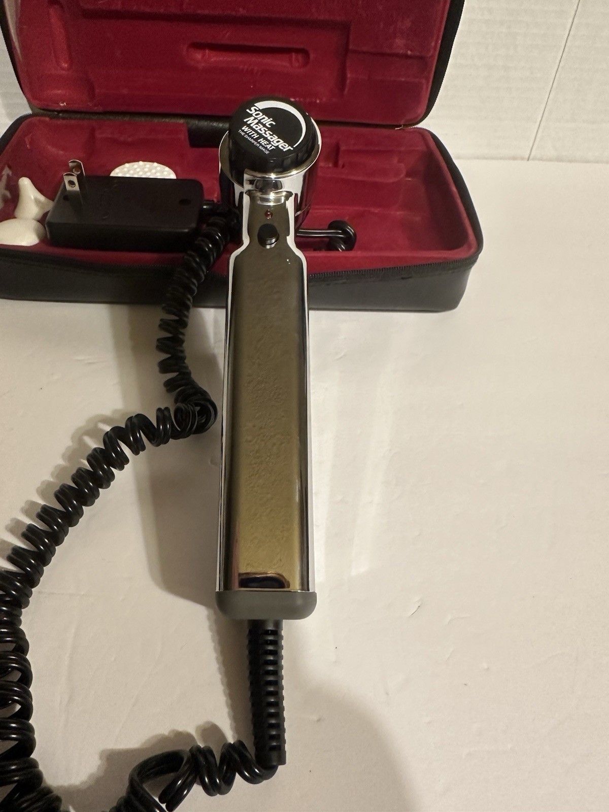 Vintage Sonic Massager 3 Massage Heads & Zipper Case& Tested Working