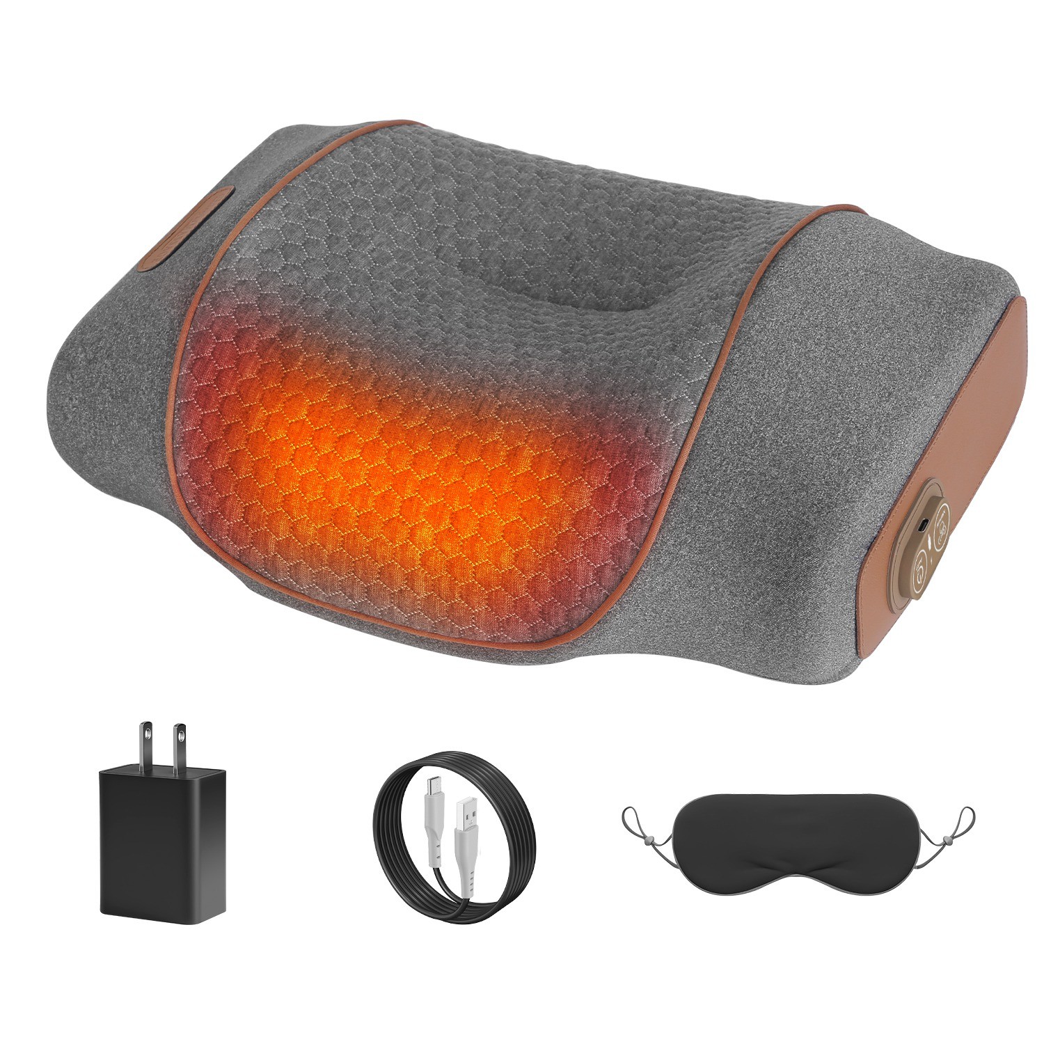 3-in-1 Heated Neck Massager Pillow with Air Compression Vibration 30Min Timer