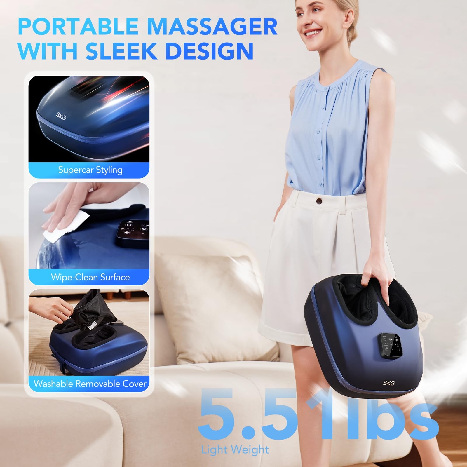 SKG Foot Massager with Heat and Remote, Upgrade Electric Feet Massager