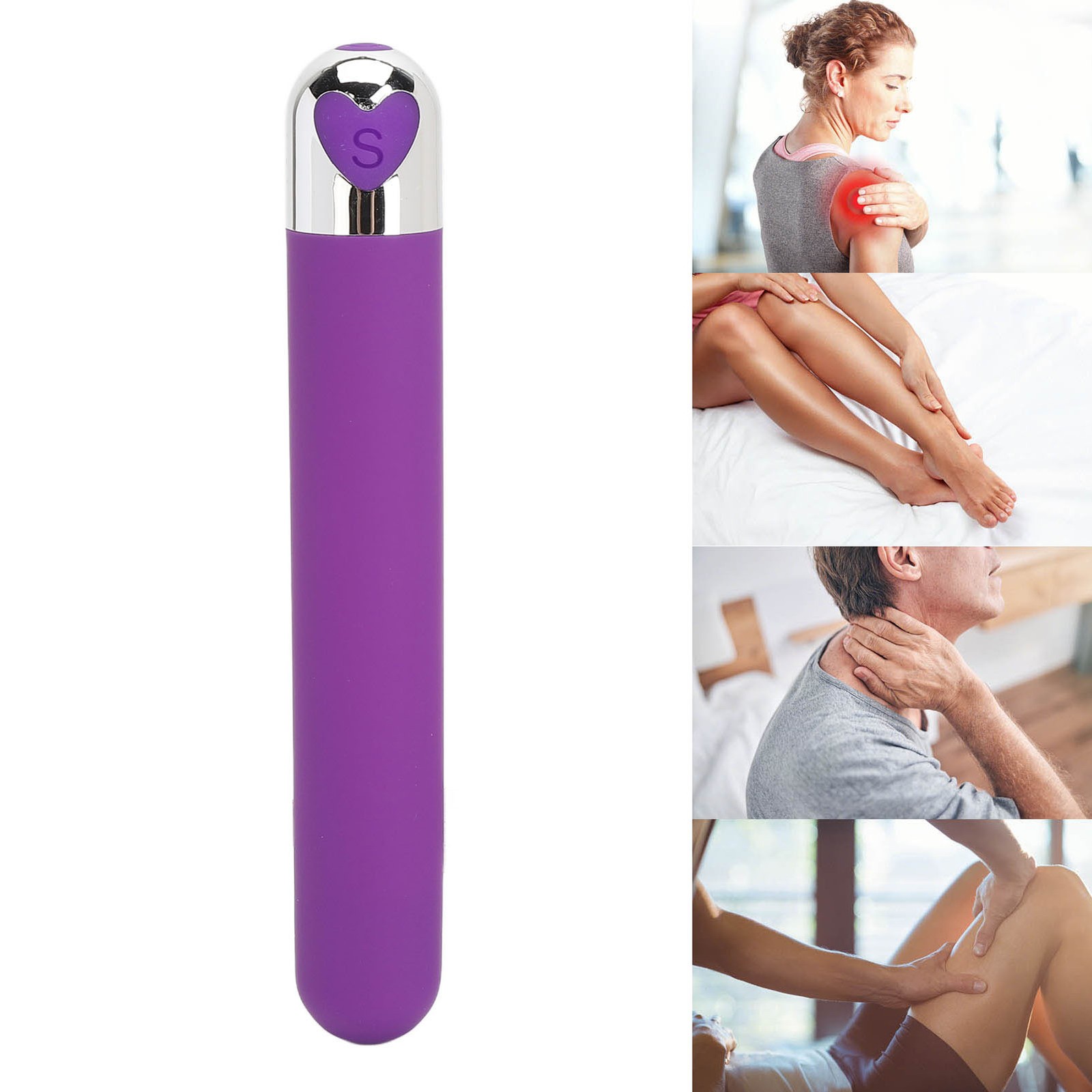 Handheld Massager Wand Rechargeable Reduce Relax Muscles Pain Deep Tissue Purple