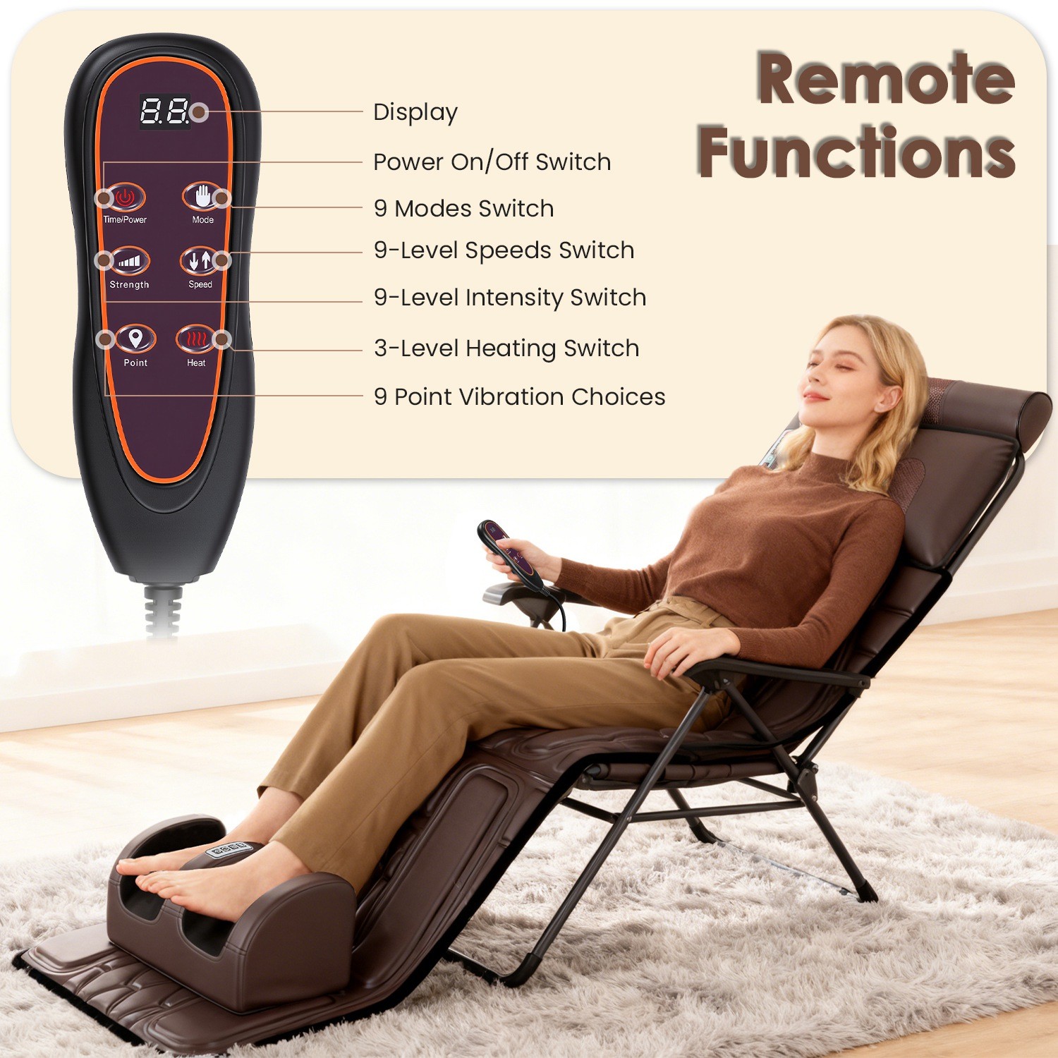 Shiatsu Massage Chair Pad In PU Leather W/ Carry Bag For Relaxation Experience