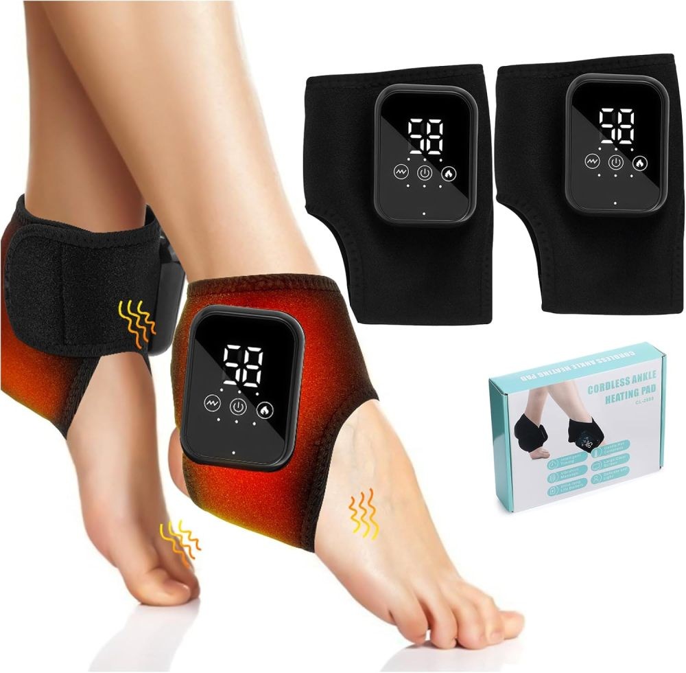 2X Cordless Foot Ankle Massager 3 Heat 3 Modes for Plantar Fasciitis Pain Relief