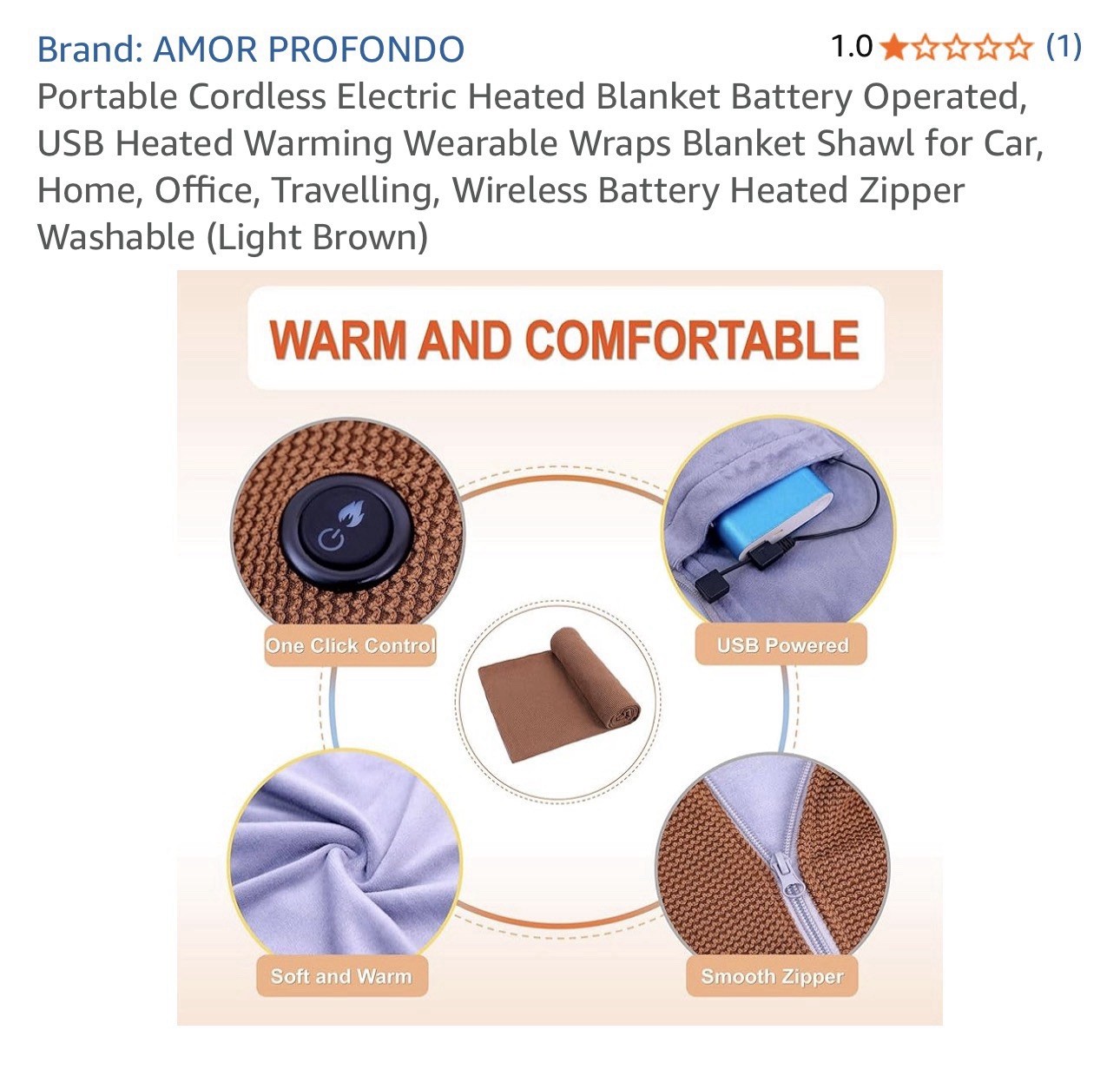 USB Heating Pad for Car, 5V Portable Heated Travel Blanket Pads Heat Settings