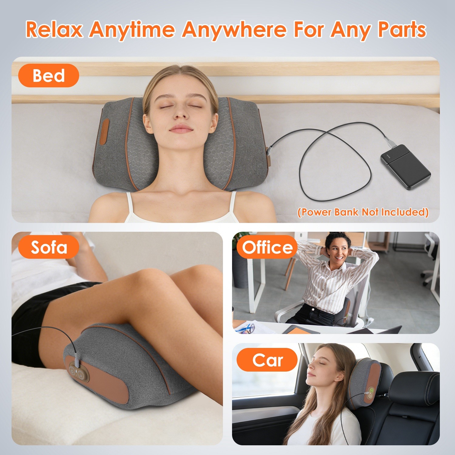 3-in-1 Neck Massager Pillow with Heating Vibration Ergonomic Memory Foam Support