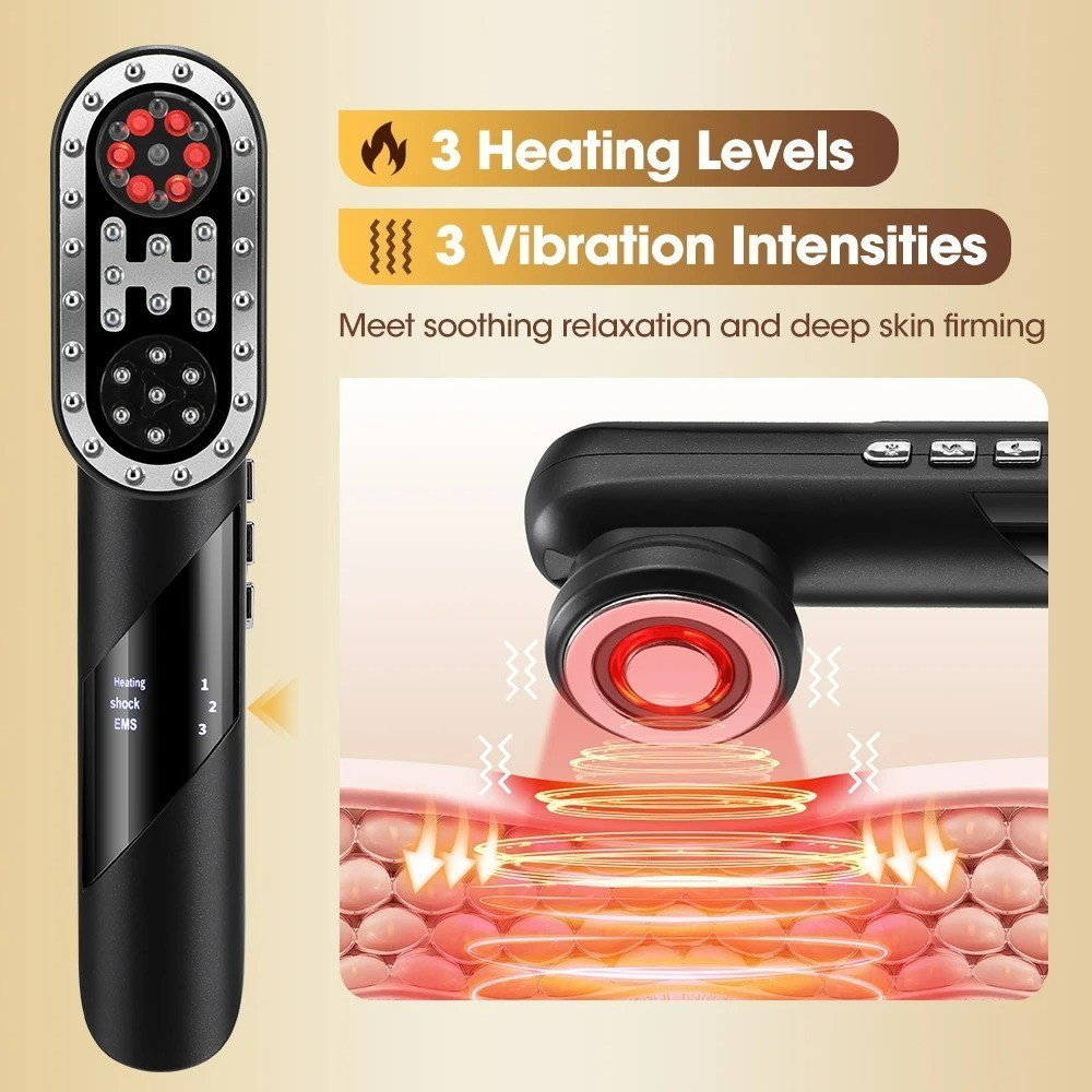 4-in-1 EMS Scalp Massager Red Light Hair Growth Comb Body Face Massage Tool