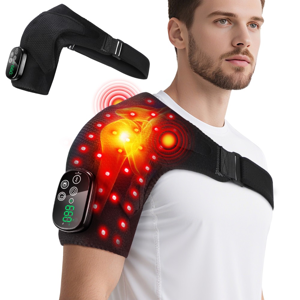 Cordless Heated Shoulder Wrap Shoulder Heating Pads Massager W/3 Modes Vibration