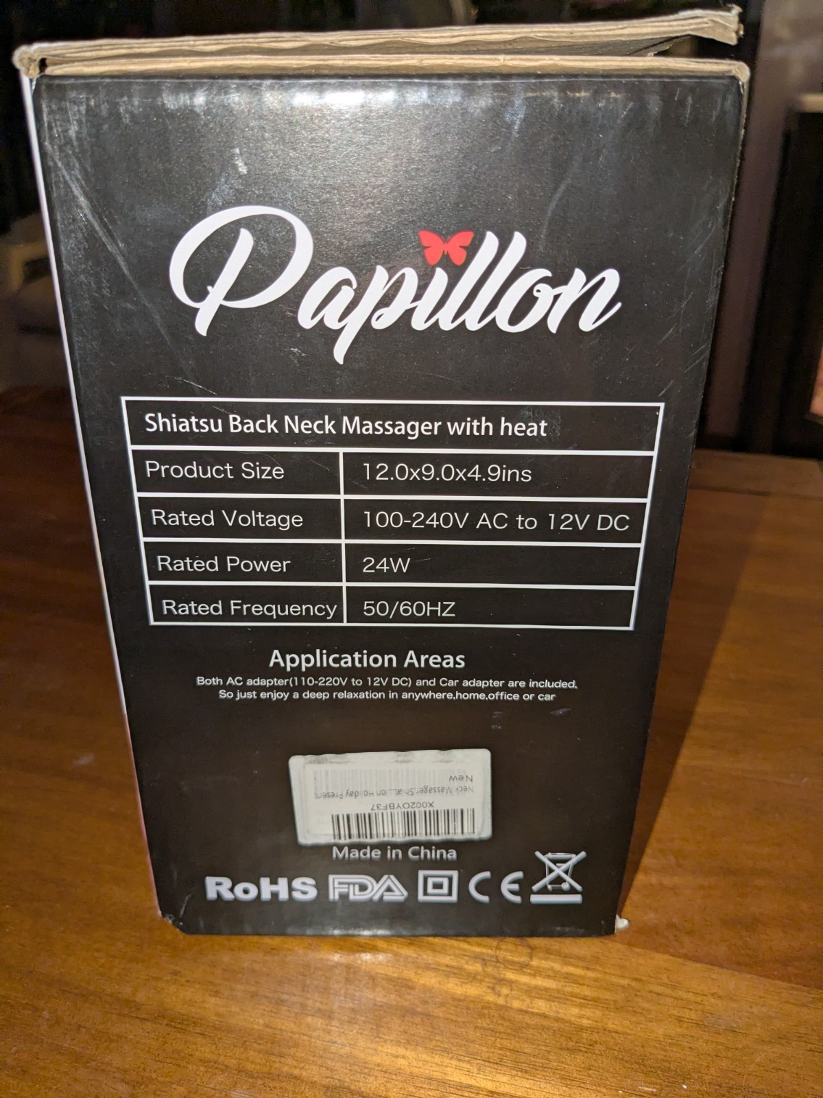 Papillon Shiatsu Neck Massager With Heat – Model JH-017 New In Box