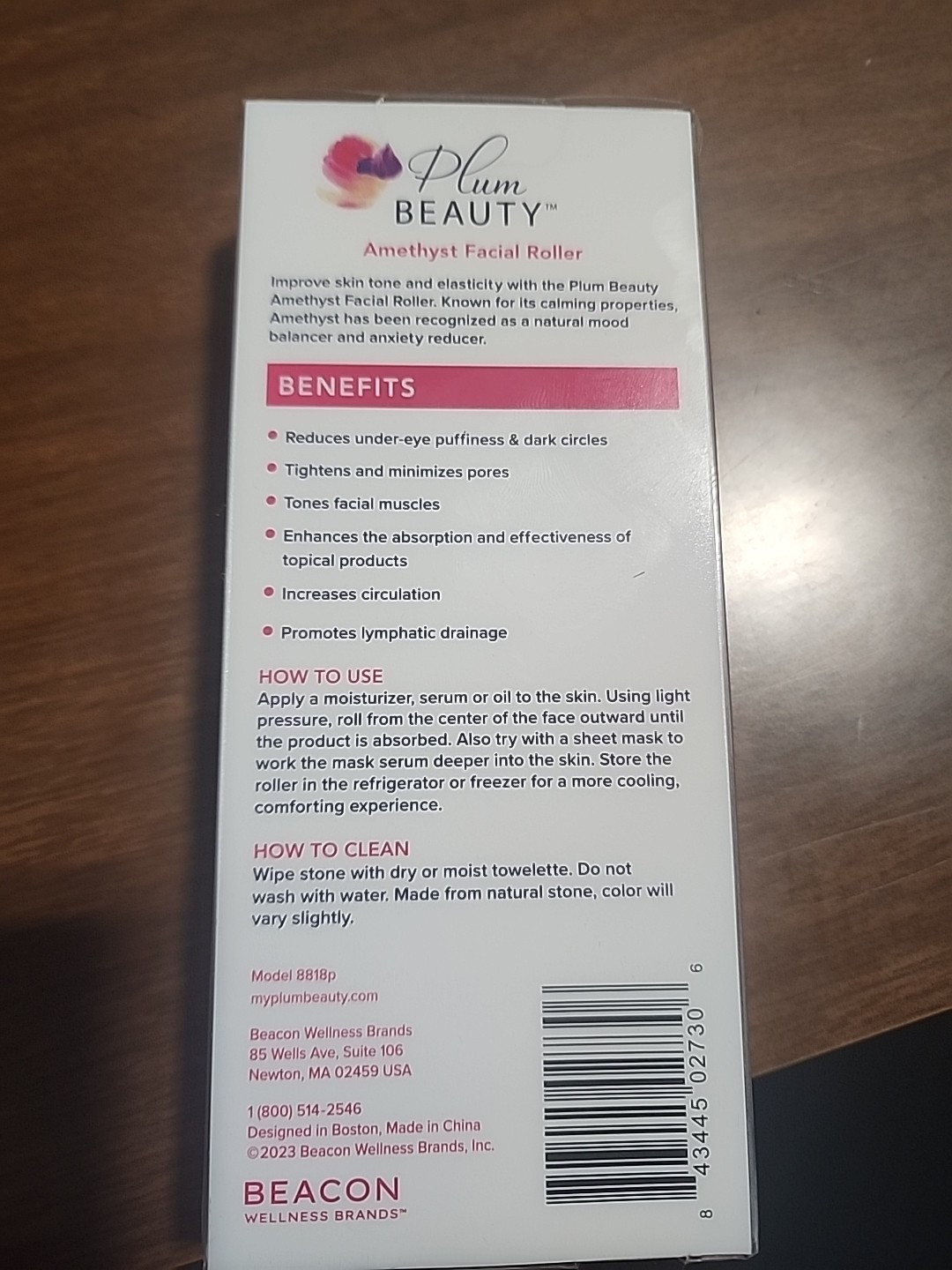 Plum Beauty by Clio Amethyst Facial Roller Improves Skin Tone NEW 8818P