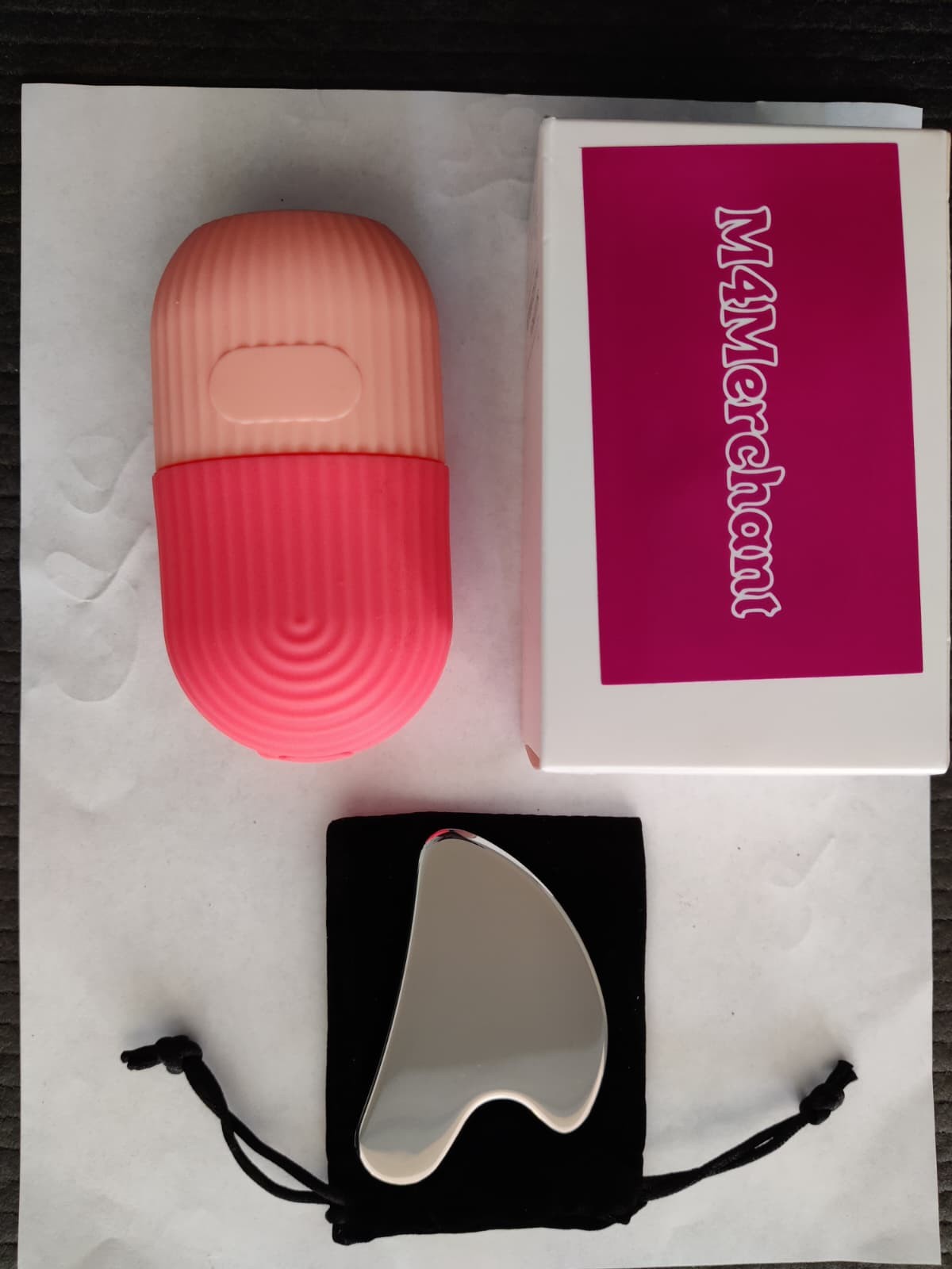 Facial Ice Roller & Gua Sha Set for Puffiness, Redness & Skin Care Massage