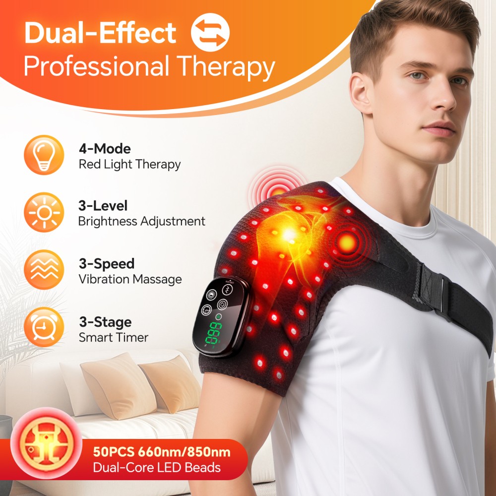 Red Light Therapy Vibration Massager Neck Shoulder Heating Pads for Pain Relief