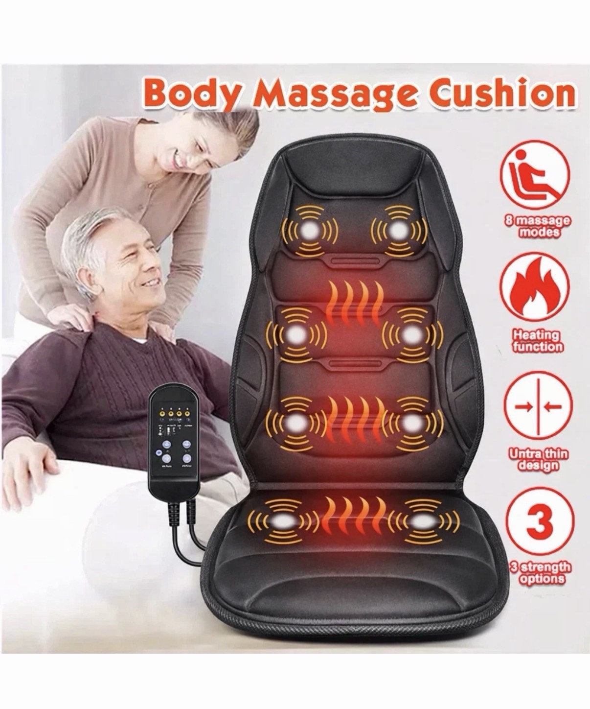 Massage Seat Cushion With Heated Back Neck Body Massager Chair For Home Office