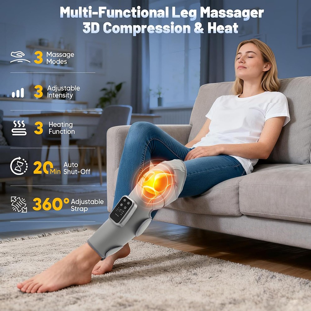 1 Pair Leg Massager Cordless knee Air Compression Massager Heated Pain Relief US
