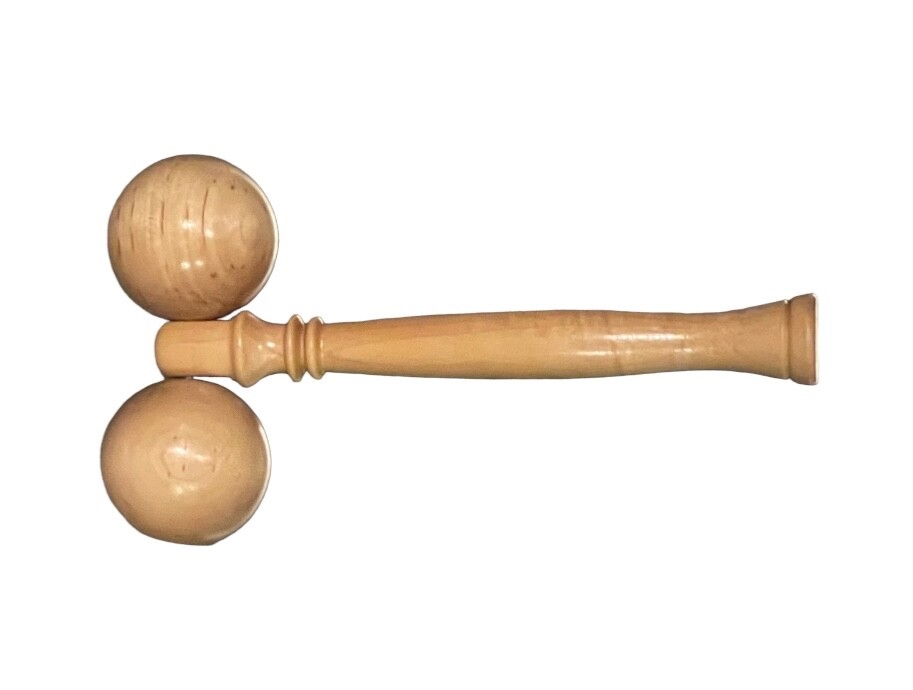 Body Massager 9×5 in Twin Ball Solid Wood Roller with Handle
