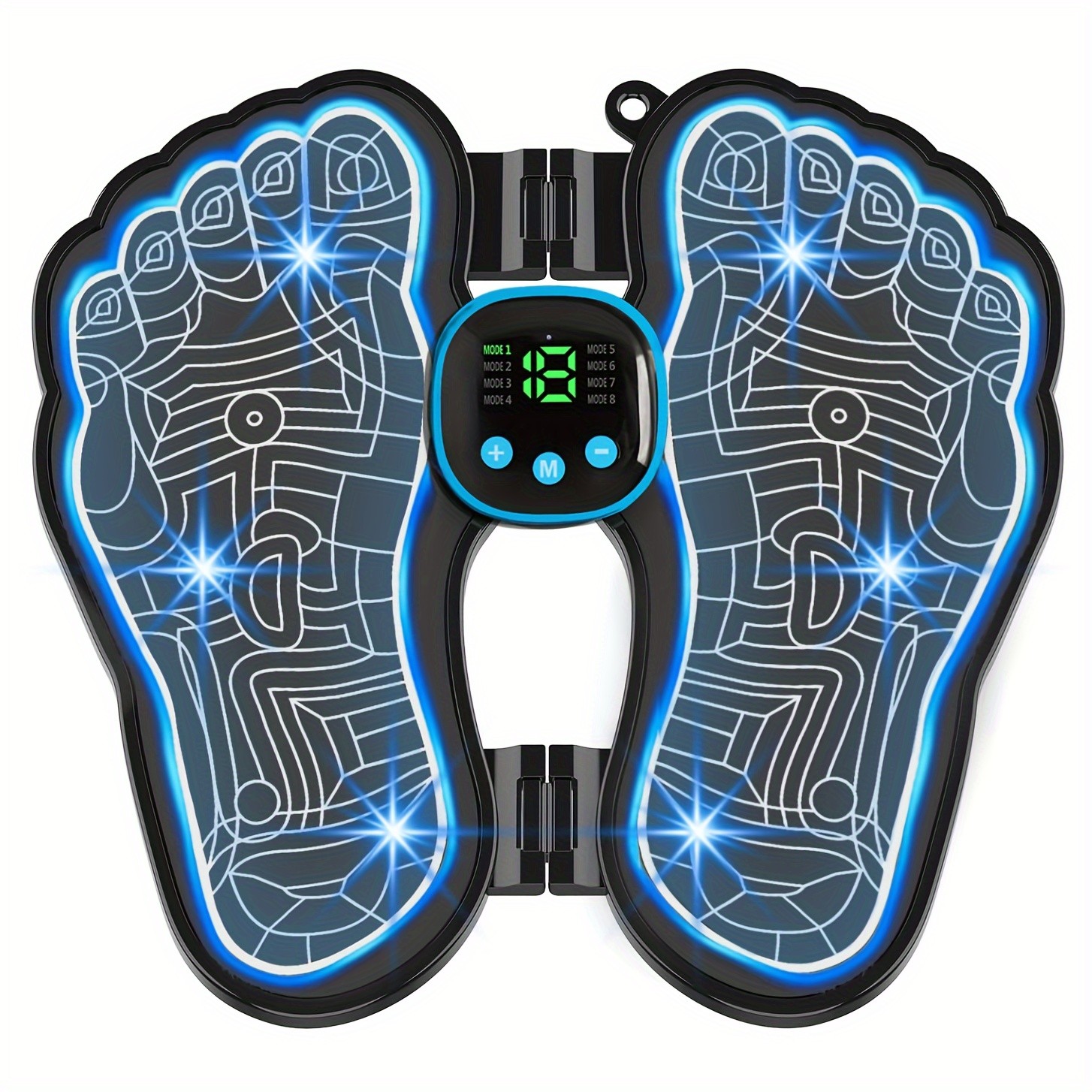 EMS Foot Massager Foldable, 8 Modes 19 Intensities, Portable TENS Massage Device