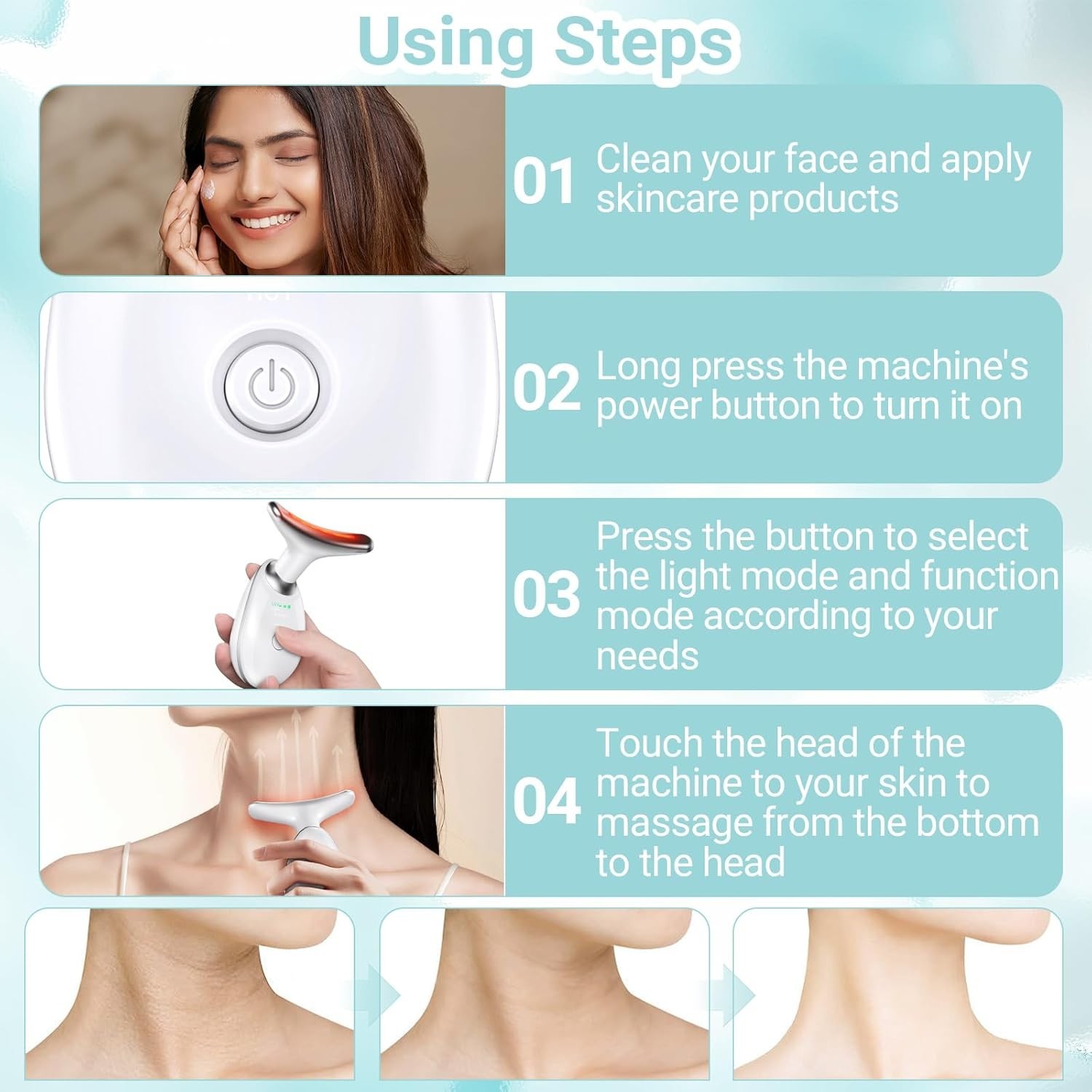 Battery-Powered Neck & Face Massager – Gentle Care with 3 Modes, Modern Style