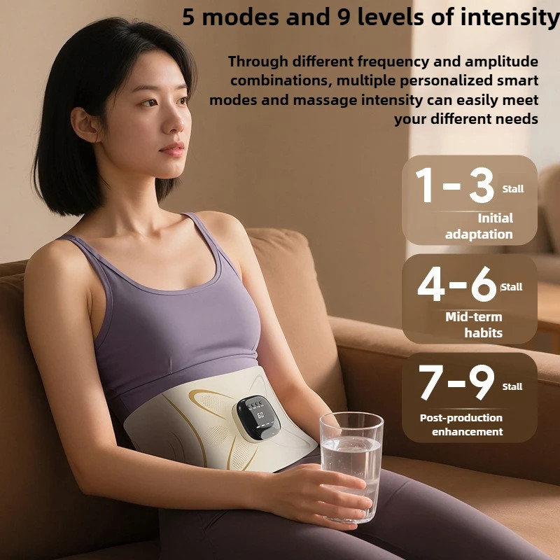 EMS Microcurrent Waist Massager with Hot Compress for Abdominal & Lumbar Relief