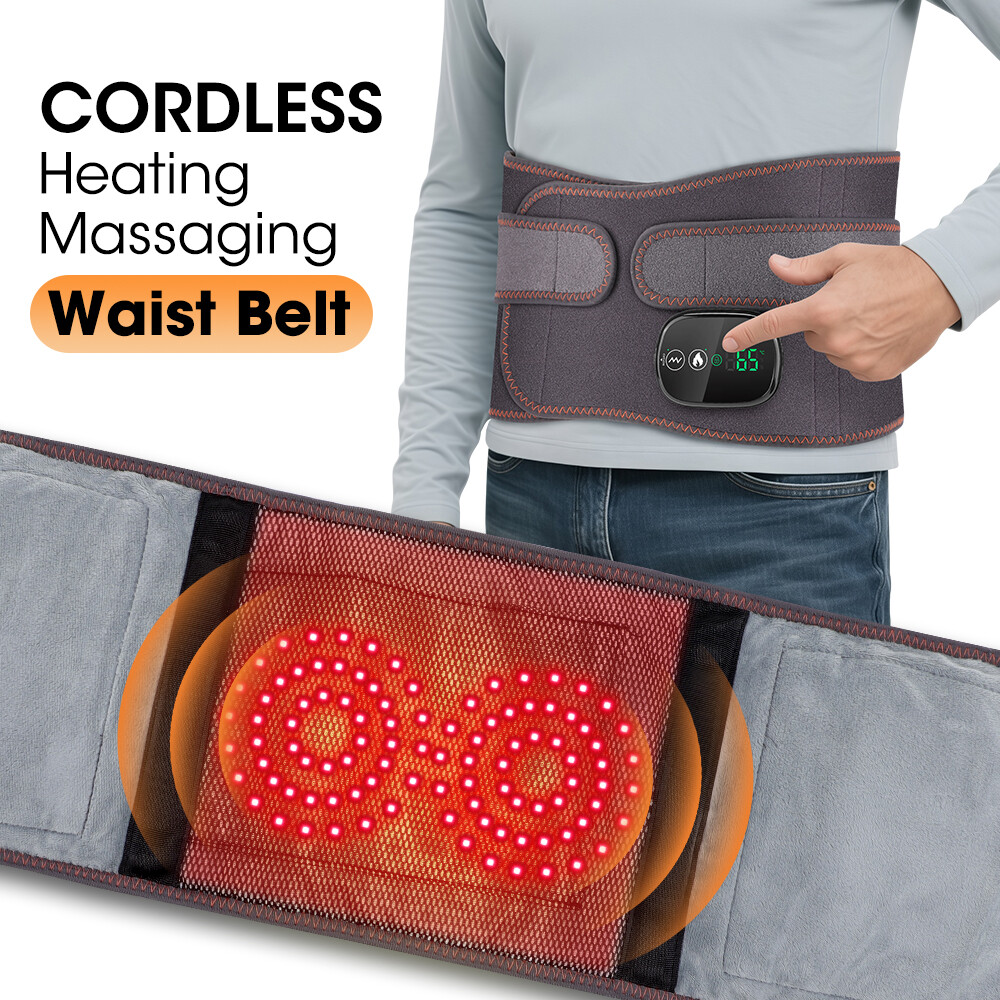 Red Light Therapy Massage Belt Electric Heated with Back Support Waist Vibration