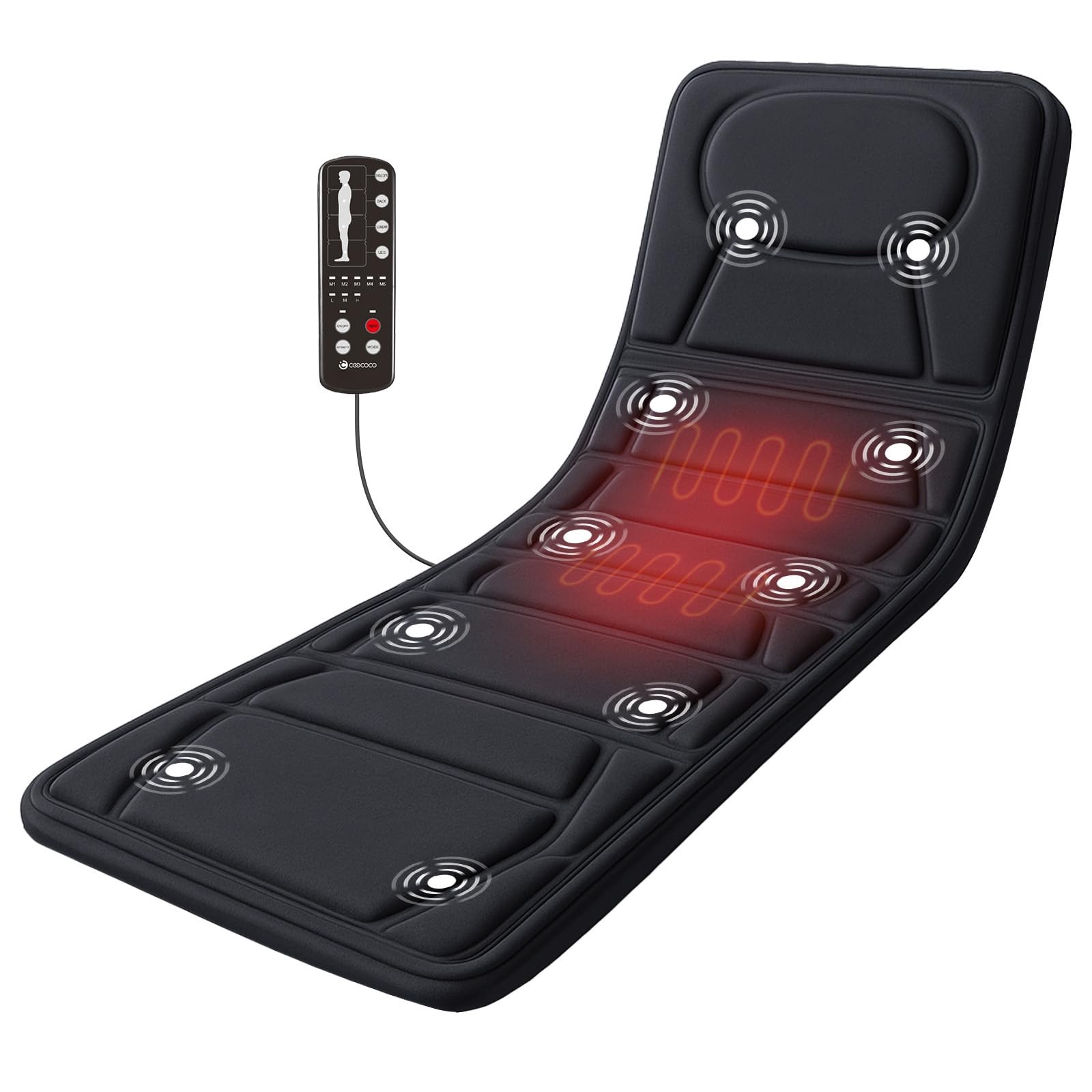 CooCoCo Massage Mat with Heat, Pad 10 22.8» x 68», Gray