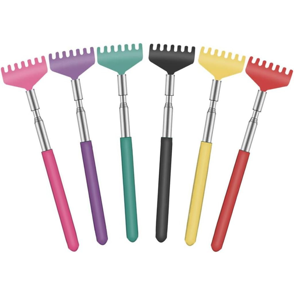 6 Pack Extendable Back Scratchers – Portable Telescoping Metal Hand Massagers