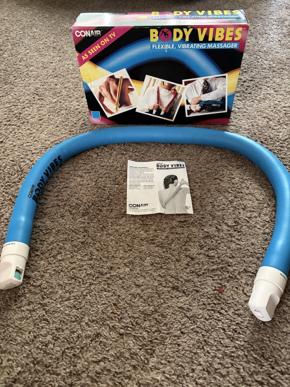 Vintage 1989 BODY VIBES Flexible, Vibrating Massager CONAIR W/ Original Box