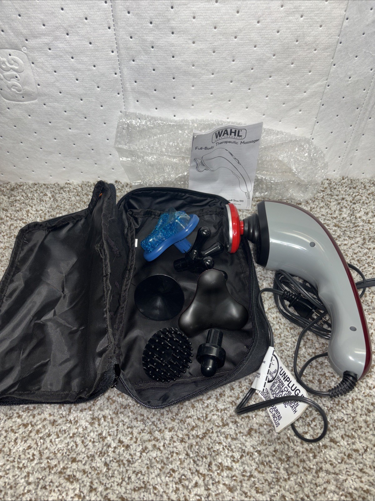 Wahl Deep Tissue Percussion Massager Model 4295A Burgundy Gray W Heat