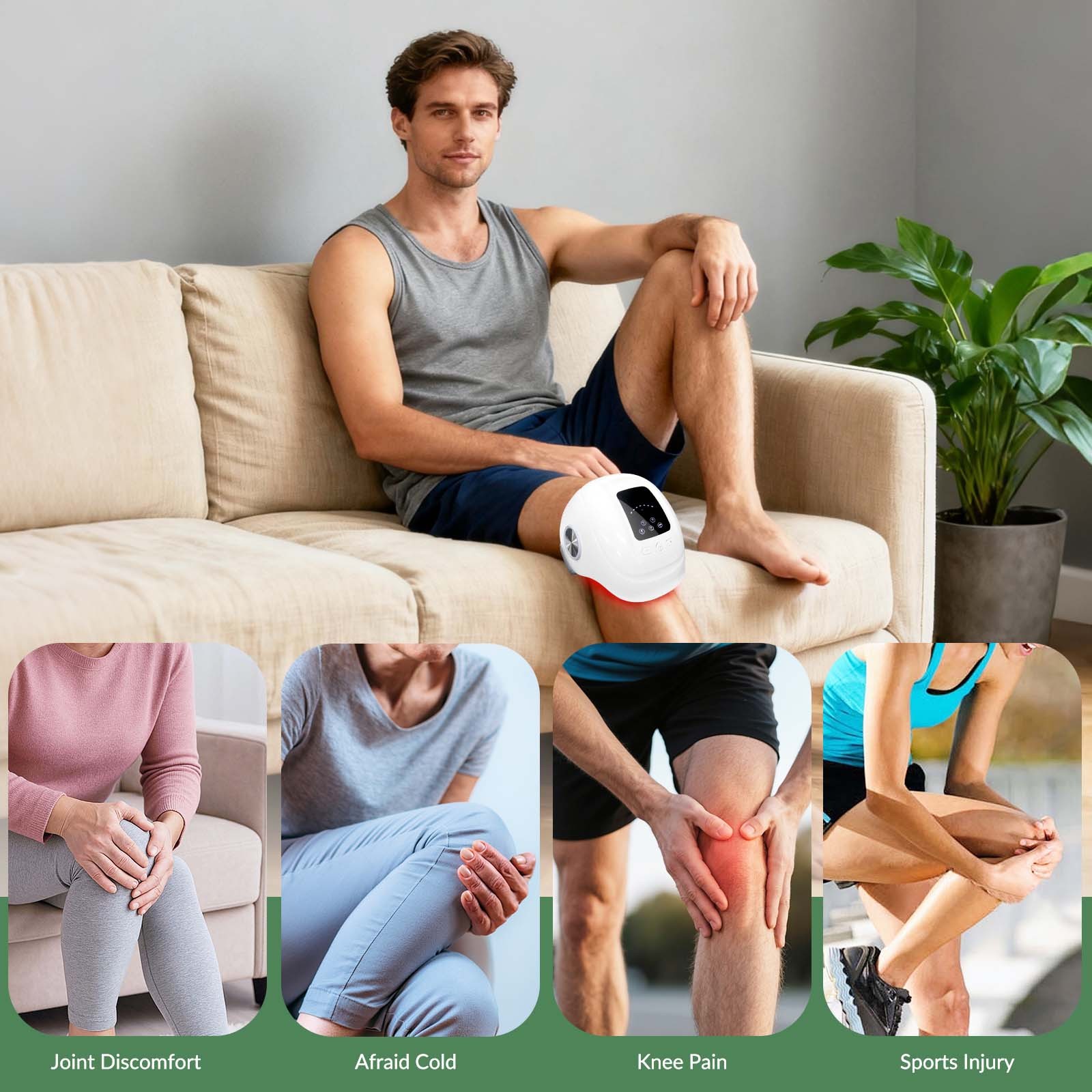 Portable Knee Massager with 5-in-1 Pain Relief Red Light & Heat for Arthritis