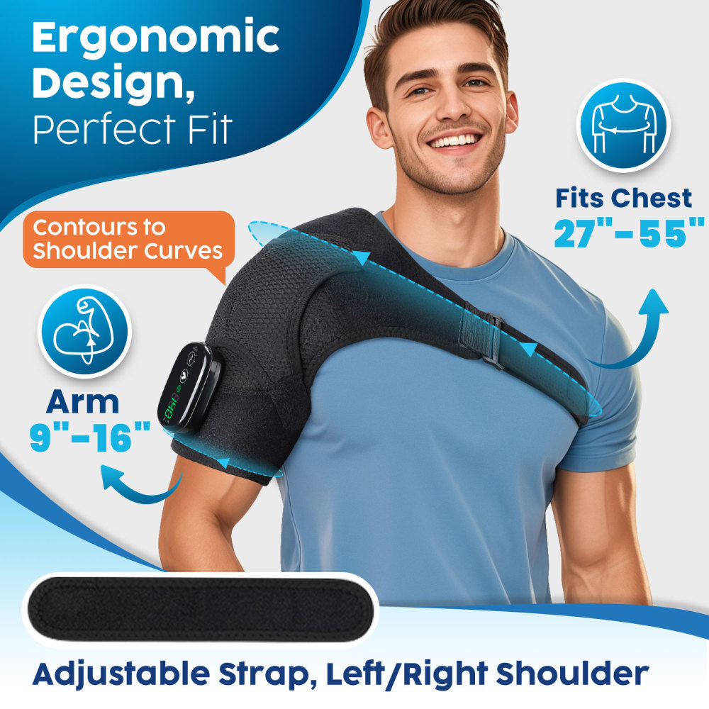 Electric Heated Shoulder Massager with Vibration Massage Brace Joint Pain Relief