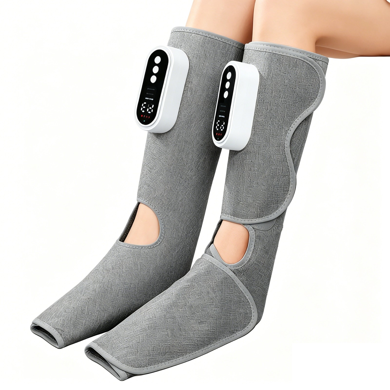 Cordless Leg Massager for Circulation, Air Compression Calf Massager with Heat