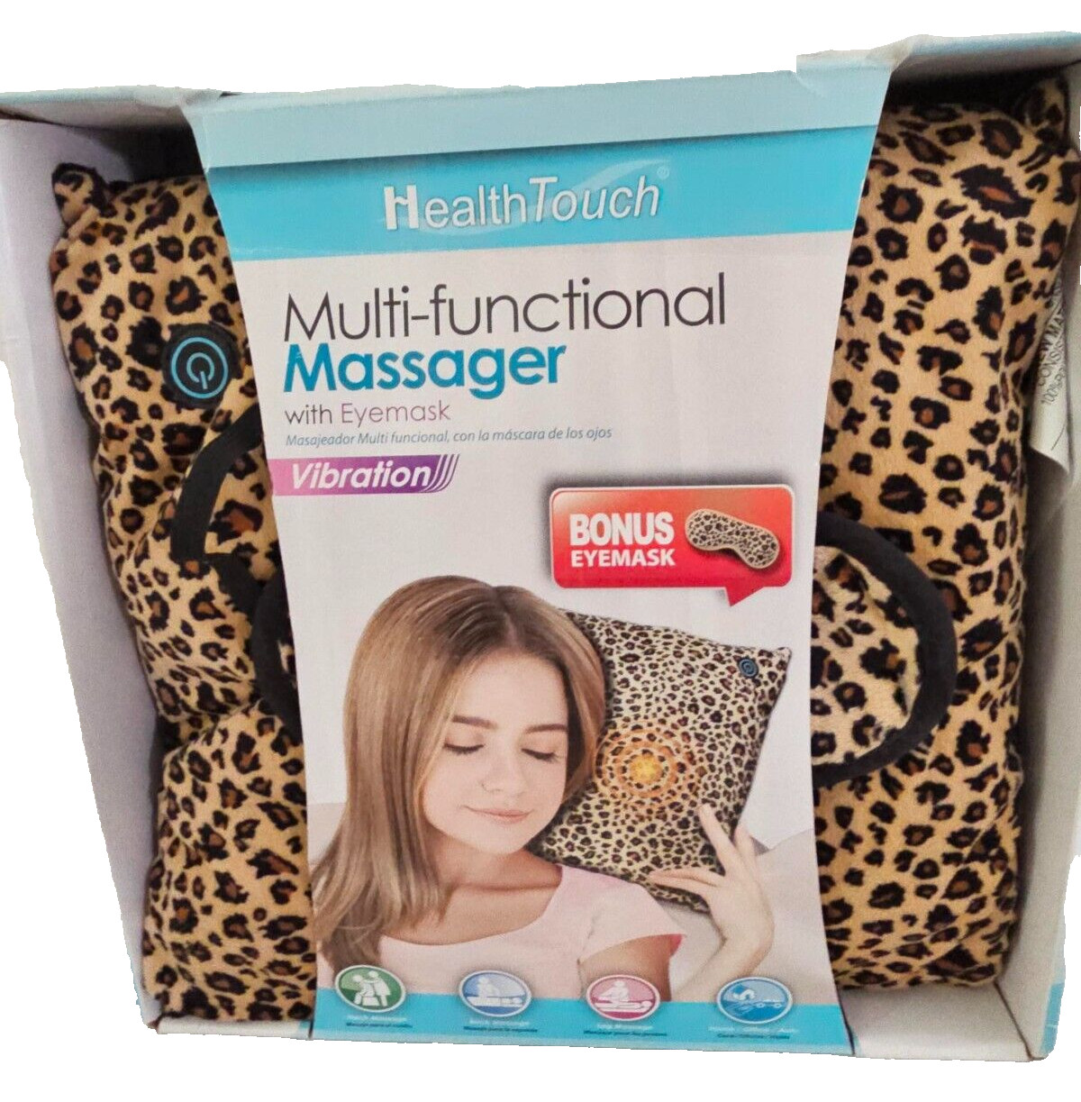 New HealthTouch Multi-Functional Massager with Eyemask Cheeta Print