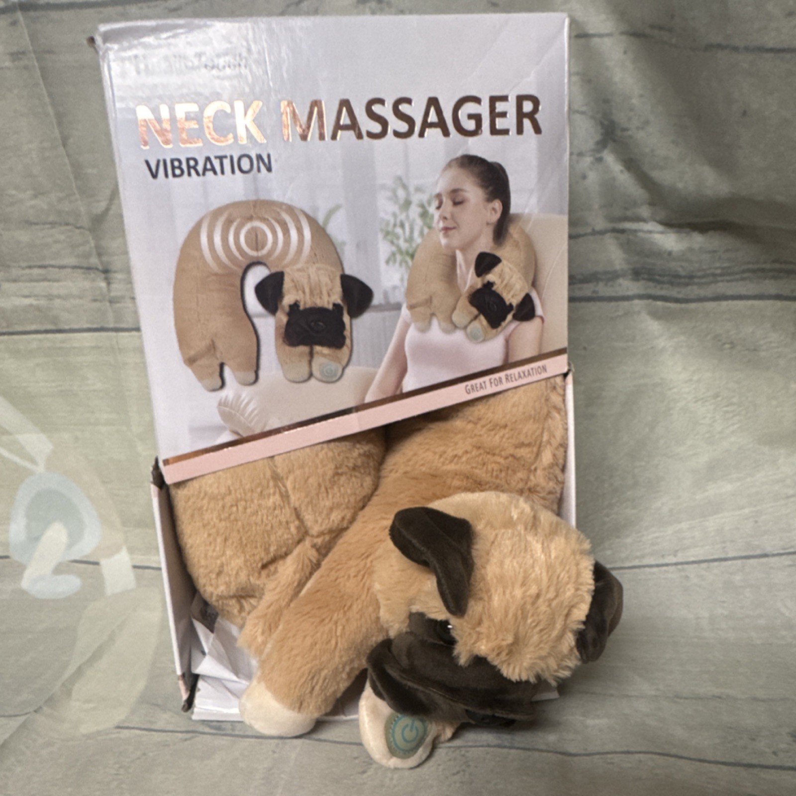 Health Touch Neck Massager Vibrating Lightweight Brown Plush Dog H-4525-0 D