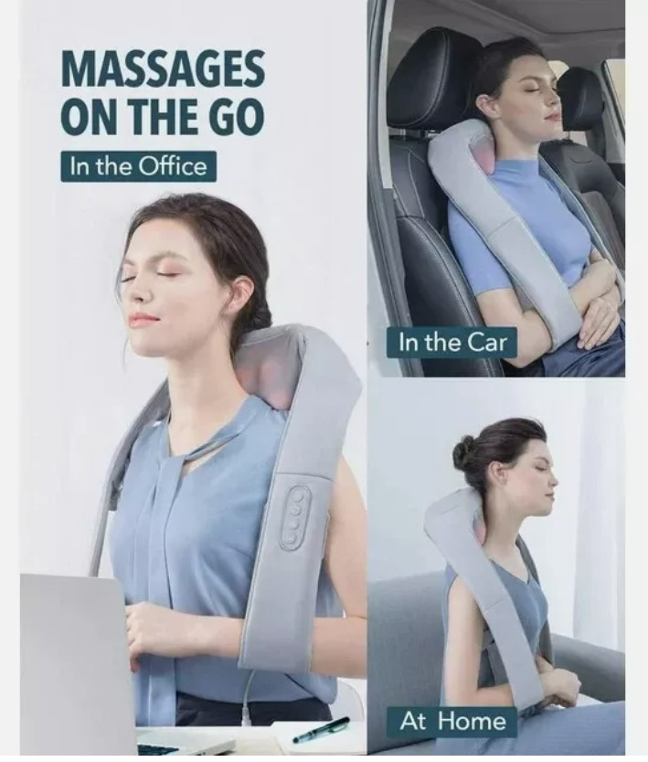 Neck Massager Adjustable Heat and Straps for Shoulder Muscle Pain skin friendly
