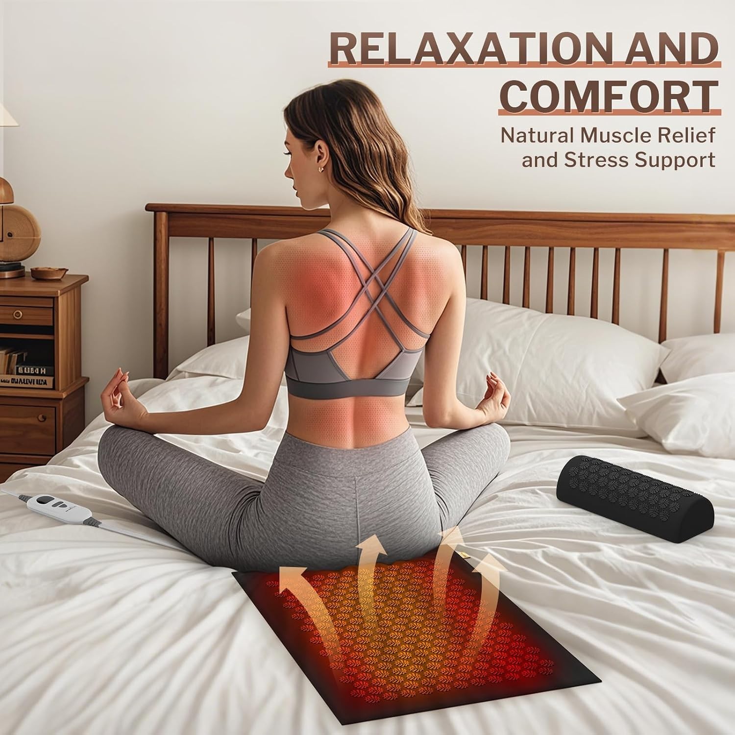 Heated Acupuncture Mat – 6 Heat Levels with 2 Hours Auto Off and 4 Adjustable…