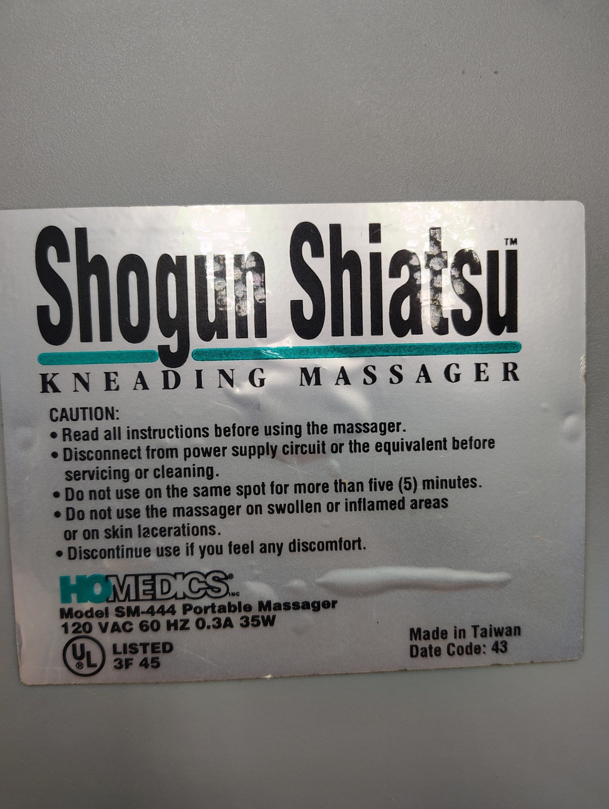 Homedics Shogun Shiatsu Kneading Massager SM-444 Portable Neck Back WORKING