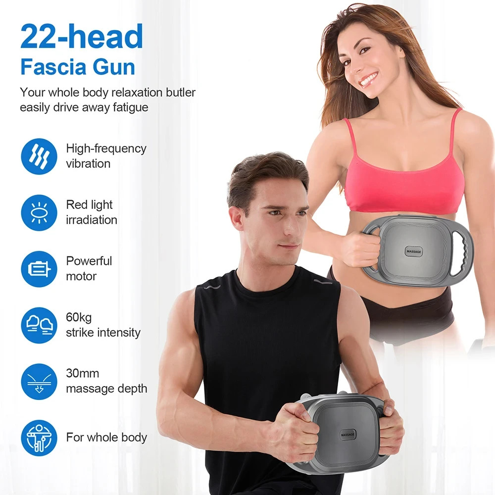 22 Head Fascia Massage Gun High Frequency Body Massager Neck Shoulder Back