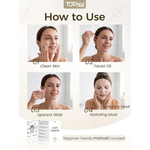 2PCS Gua Sha Facial Tools, Guasha Tool to Reduce Facial Puffiness & Tension